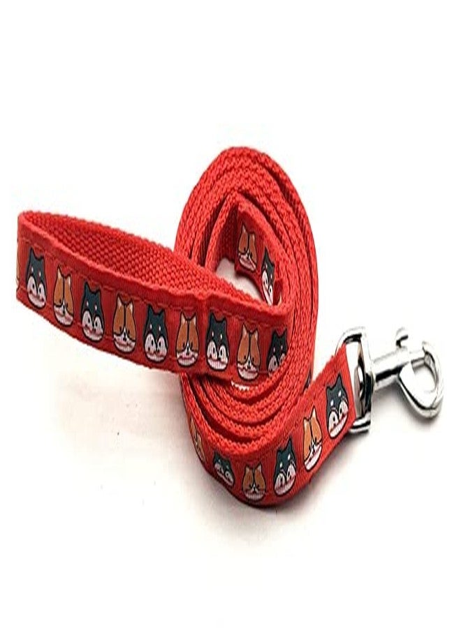 Pups&Pets Dog Printed Collar and Leash Set 15 MM- Adjustable Nylon Collar with Bell for Small and Medium Dogs, Collar and Leash Set for Puppies, Dog & Cat (Red, Pattern-2) - Image 2